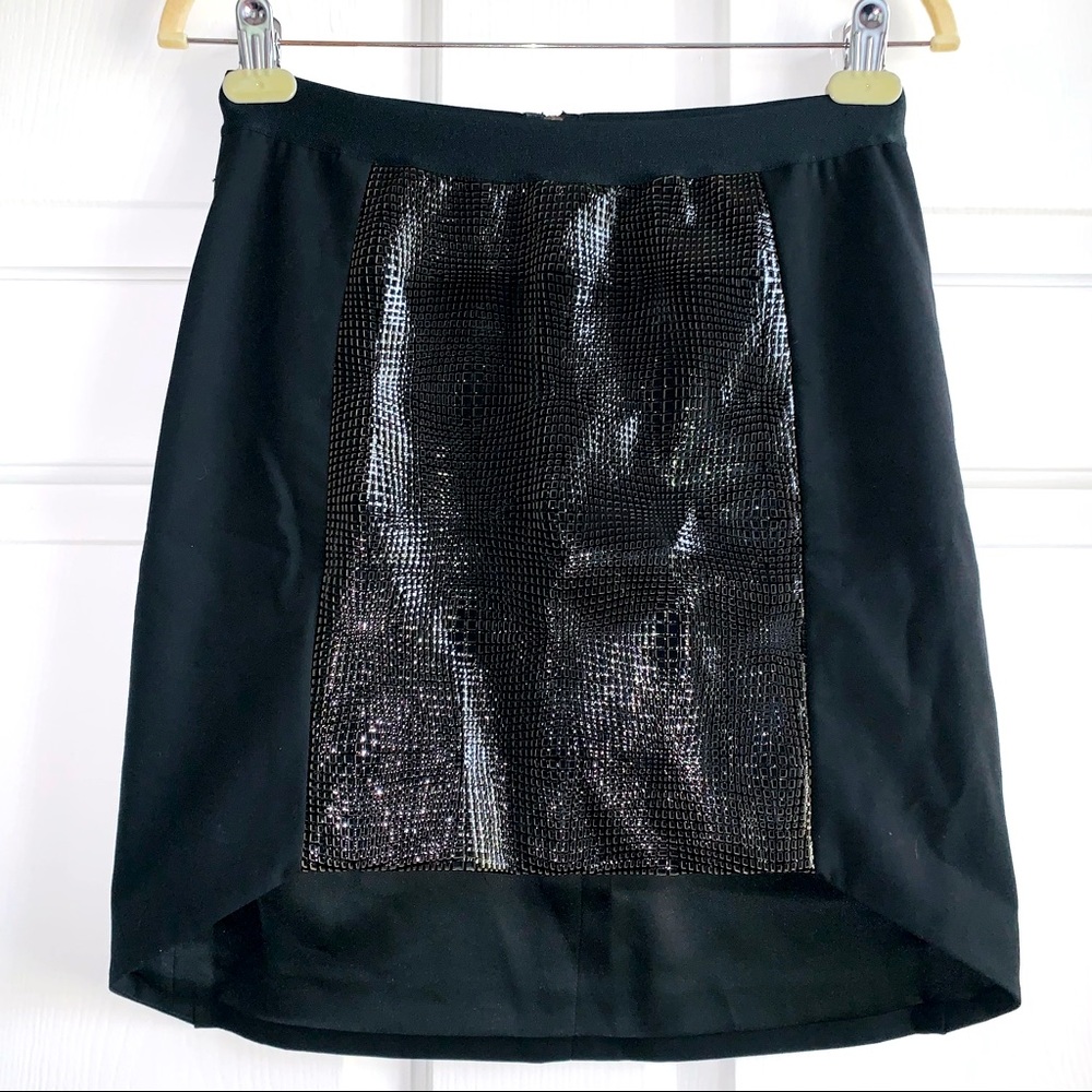 Mason Leather Combo Hi-Low Mini Skirt Sz 6